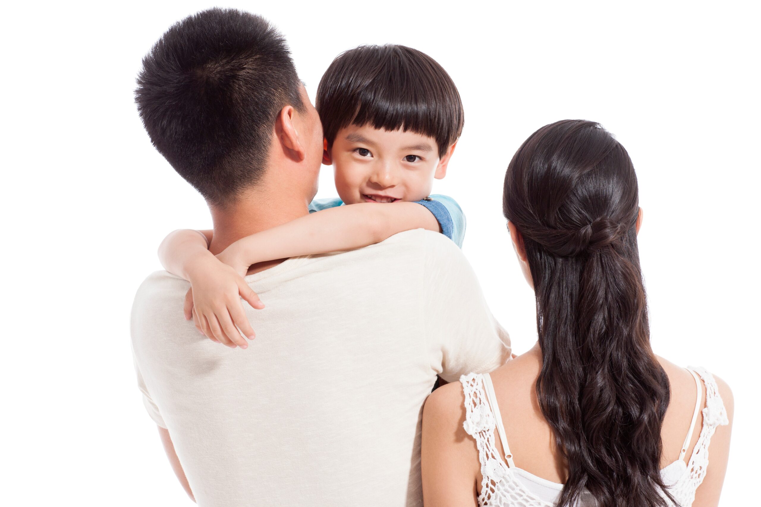 Cheerful little boy and his parents