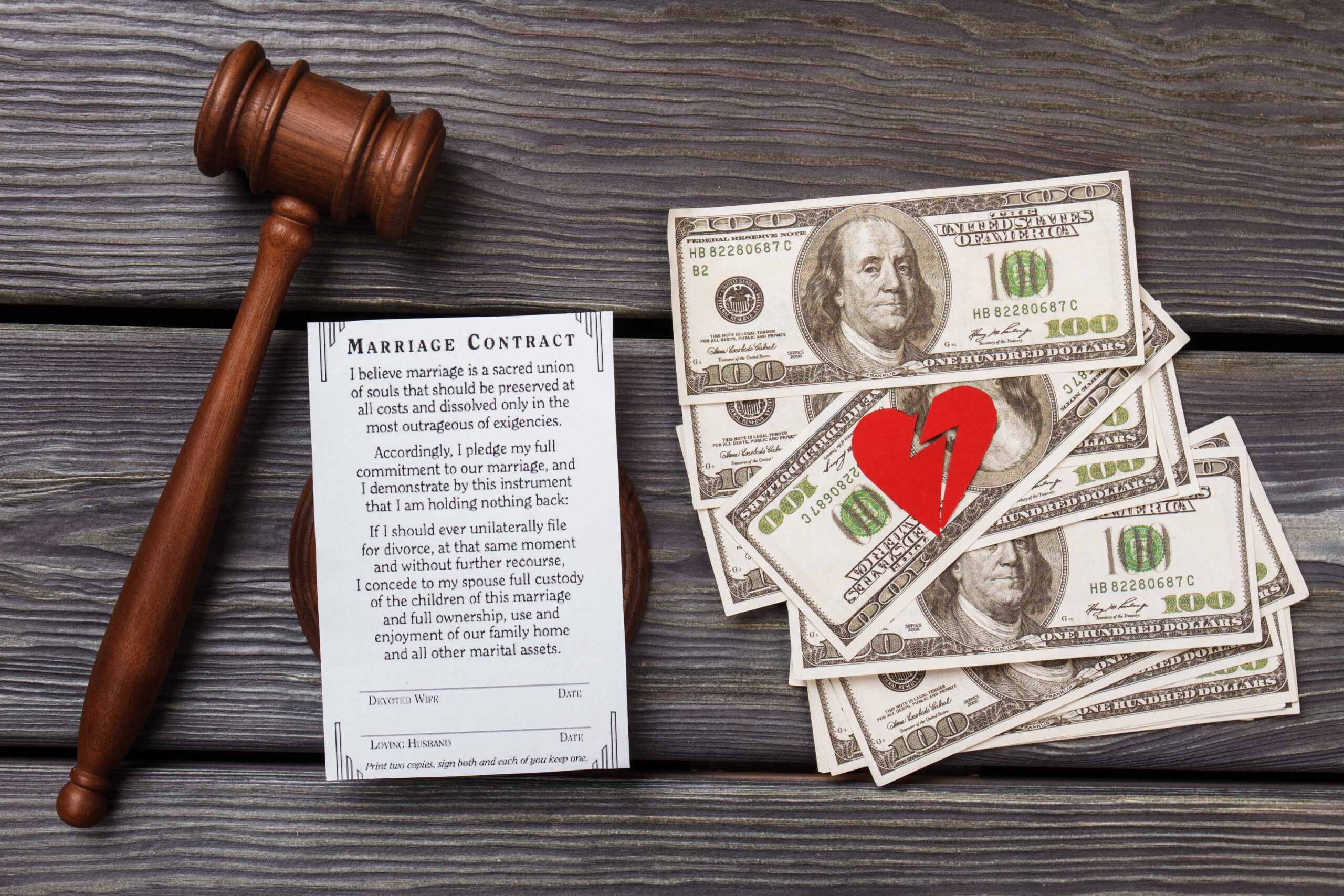 Concept of marriage for money.