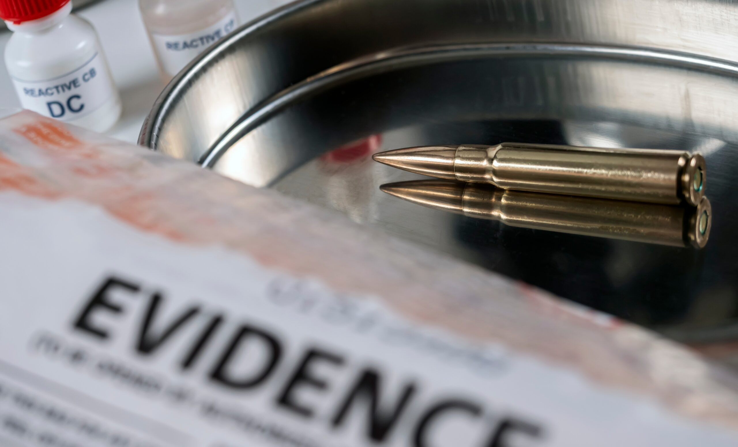 Criminalistic Laboratory, Bullet shell analysis, conceptual image