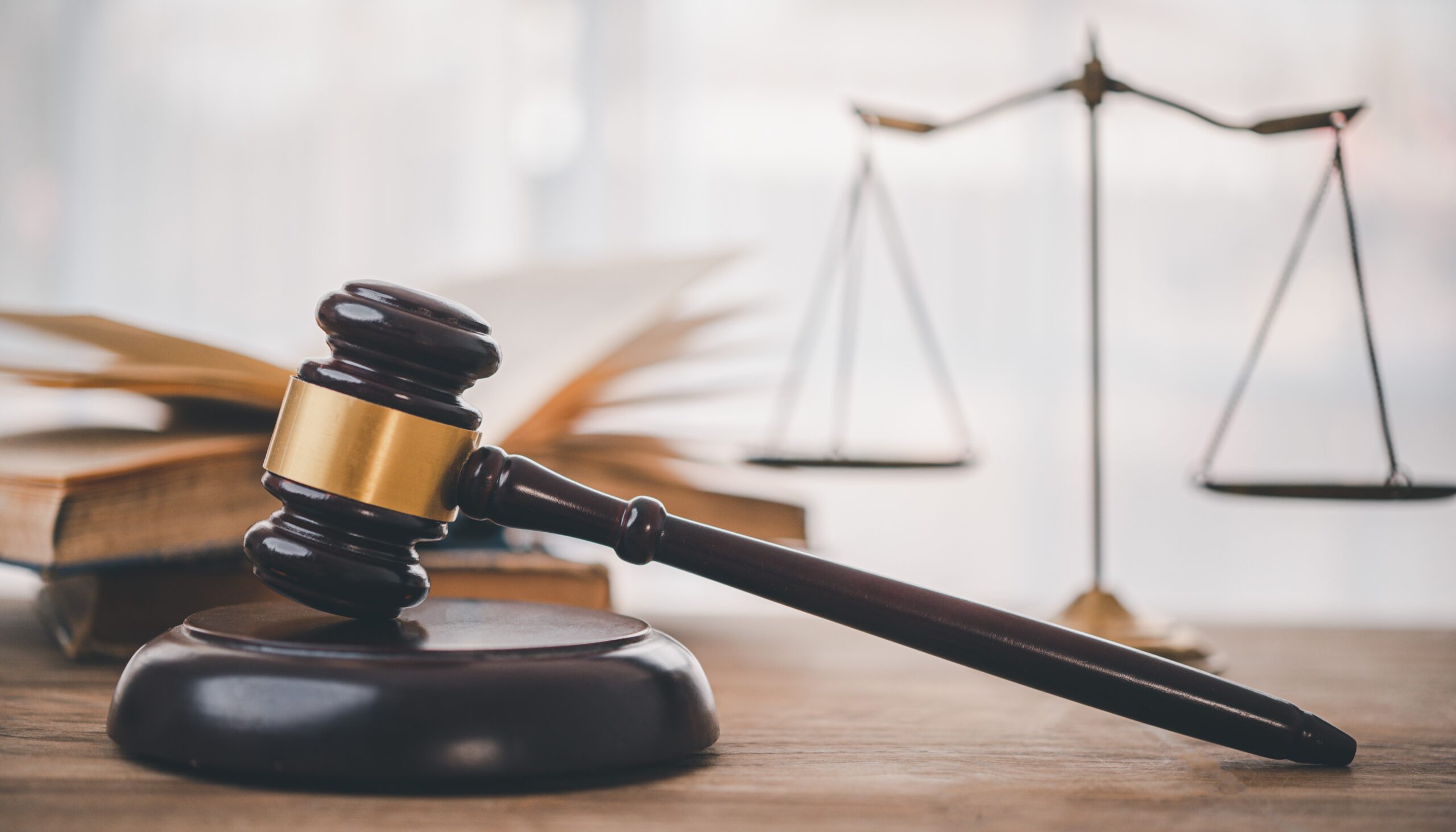 Law theme, mallet of the judge, law enforcement officers, evidence-based cases